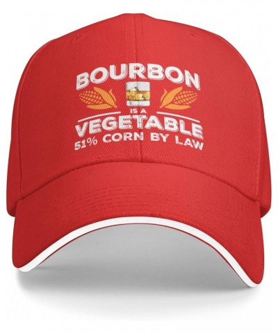 Funny Hat Bourbon is A Vegetable 51% Corn by Law Hat Women Baseball Caps Adjustable Hat Red $13.18 Baseball Caps