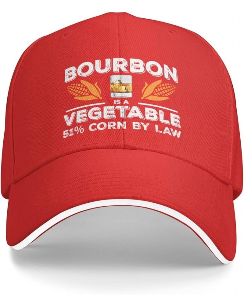 Funny Hat Bourbon is A Vegetable 51% Corn by Law Hat Women Baseball Caps Adjustable Hat Red $13.18 Baseball Caps