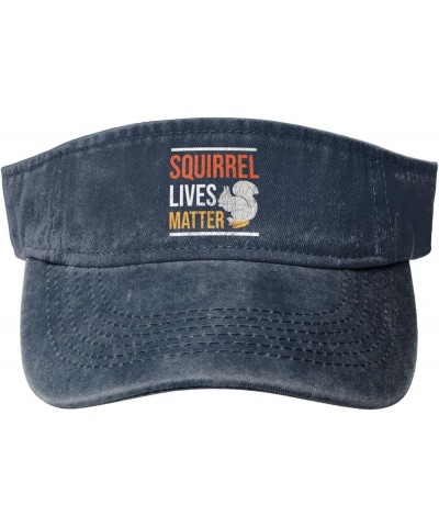 Vintage Squirrel Lives Matter Sports Sun Visor Hat for Men Women,Empty Top Sun Hats Topless Cap,Black Navy Blue $12.25 Visors