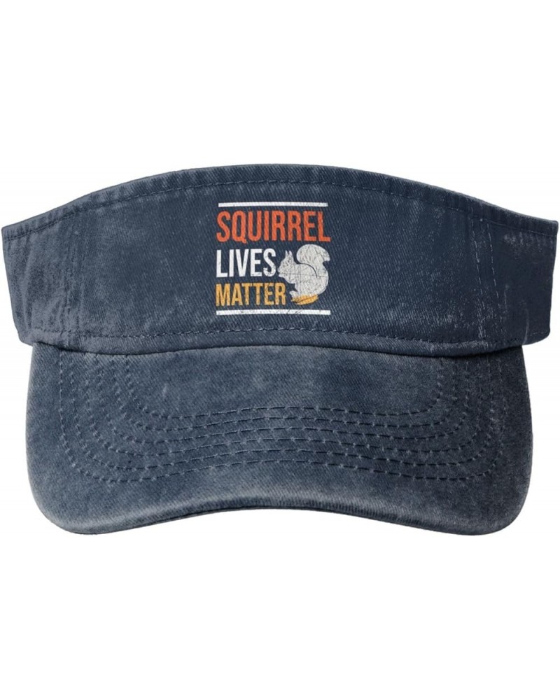 Vintage Squirrel Lives Matter Sports Sun Visor Hat for Men Women,Empty Top Sun Hats Topless Cap,Black Navy Blue $12.25 Visors