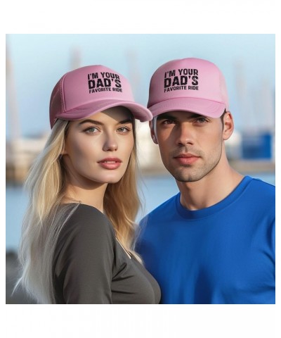 I'm Your Dad's Favorite Ride Mesh Hat for Men Women Gifts Baseball Cap Trucker Hat Black Pink $10.43 Baseball Caps