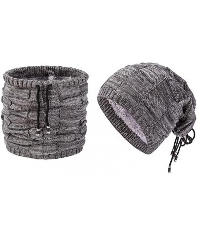 2Pcs Dual Use Winter Hats for Women Men Stretch Slouchy Knitted Crochet Hats Lady Pullover Cap Pile Pile Cap Grey $7.31 Skull...