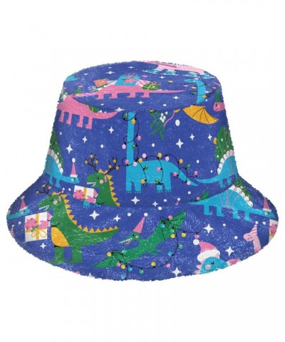 Funny Cartoon Dinosaurs Christmas Unisex Bucket Hat for Women Men Summer Sun Beach Fishing Cap with UV Protection Fisherman H...