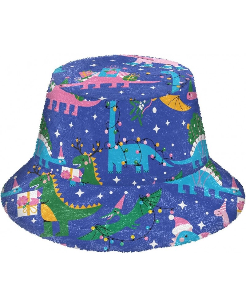 Funny Cartoon Dinosaurs Christmas Unisex Bucket Hat for Women Men Summer Sun Beach Fishing Cap with UV Protection Fisherman H...