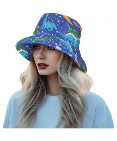 Funny Cartoon Dinosaurs Christmas Unisex Bucket Hat for Women Men Summer Sun Beach Fishing Cap with UV Protection Fisherman H...