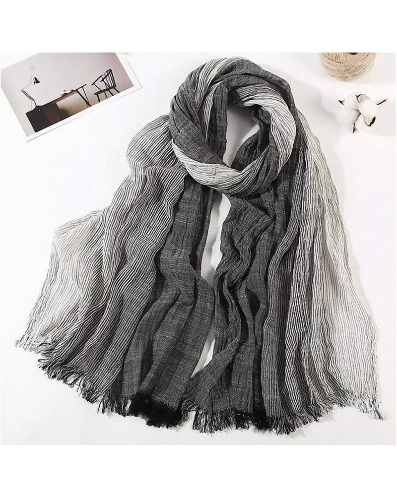 Womens Scarves Cotton Scarf Men Long Fashion Blue Black Color Striped Scarf Luxury Warm Autumn and Winter Scarves Men Scarf B...