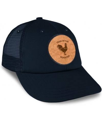 Patch Hat Printed Leather Background Year of The Rooster Farm Farm Cotton Trucker Baseball Cap Navy Circle Patch Design Only ...