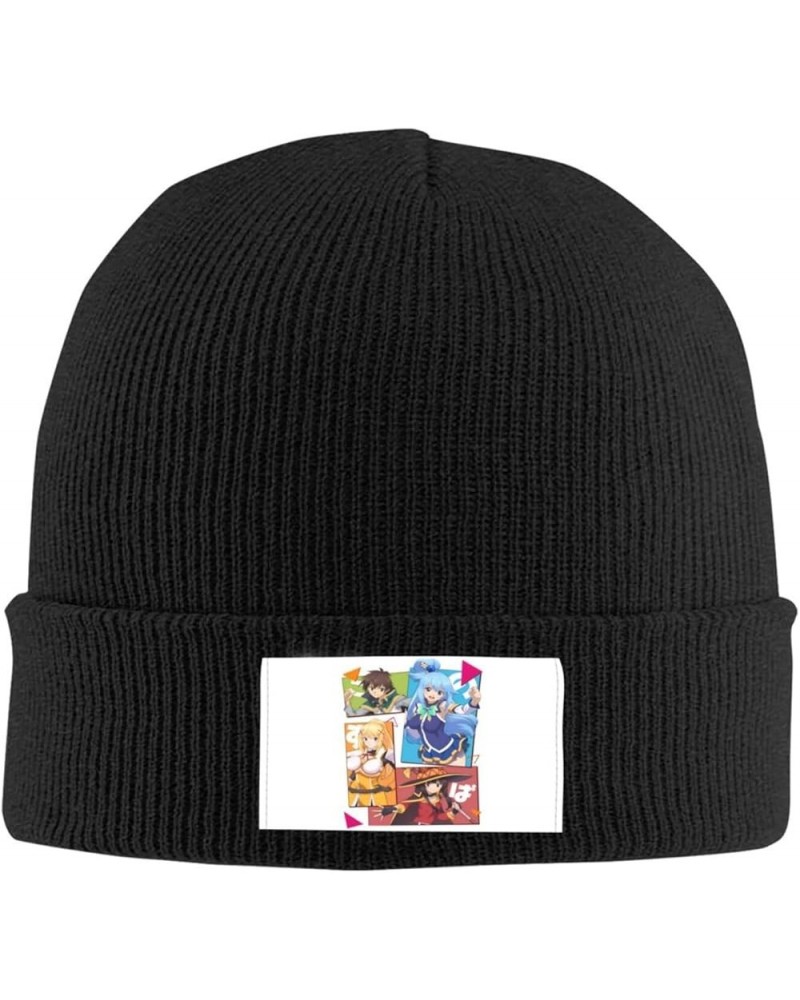 Konosubas Knit Hat Cap Knitted Cuffed Cap for Super Warmth in Winter Black Black $12.41 Skullies & Beanies