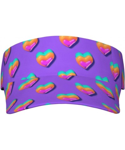 Colored Heart Jelly Sunshade Empty top hat, Breathable, Velcro Adjustable Cap, with Sweatband, no Blocking Sight, Tennis Ball...