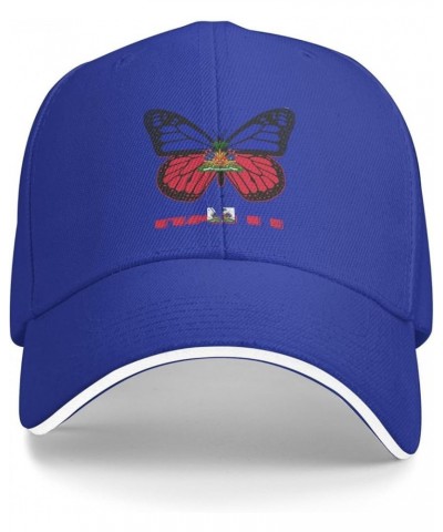 Butterfly Haiti Flag Baseball Cap Dad Truck Flat Bill Snapback Brim Hat Blue $10.28 Baseball Caps