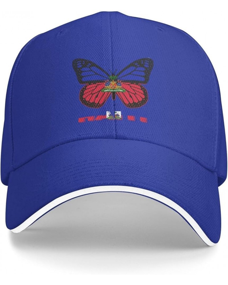 Butterfly Haiti Flag Baseball Cap Dad Truck Flat Bill Snapback Brim Hat Blue $10.28 Baseball Caps