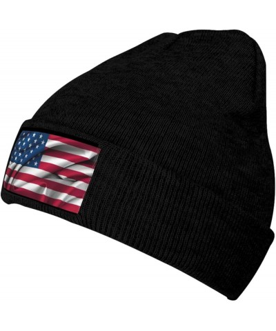 American Flag2 Print Knitted Hat Daily Soft, Warm Hat,Adult Beanie Hat, Elastic Brimless Cap Doudou Hat Black $11.89 Skullies...