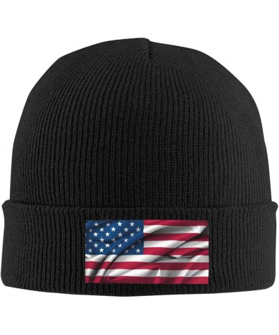 American Flag2 Print Knitted Hat Daily Soft, Warm Hat,Adult Beanie Hat, Elastic Brimless Cap Doudou Hat Black $11.89 Skullies...