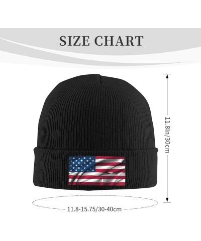 American Flag2 Print Knitted Hat Daily Soft, Warm Hat,Adult Beanie Hat, Elastic Brimless Cap Doudou Hat Black $11.89 Skullies...