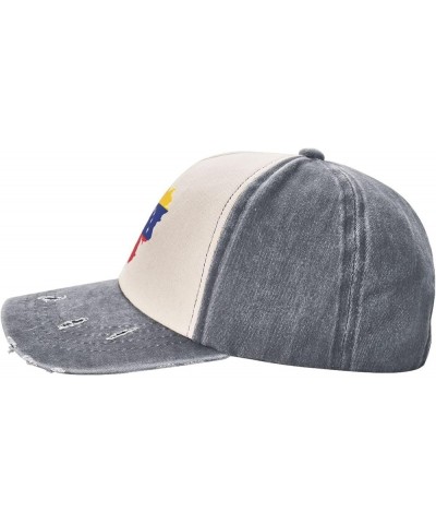 Flag of Venezuelan Map Baseball Caps for Men Or Women Washed Denim Cowboy Trucker Hat Dark Red Gray $17.01 Baseball Caps