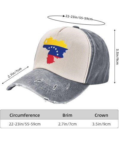 Flag of Venezuelan Map Baseball Caps for Men Or Women Washed Denim Cowboy Trucker Hat Dark Red Gray $17.01 Baseball Caps