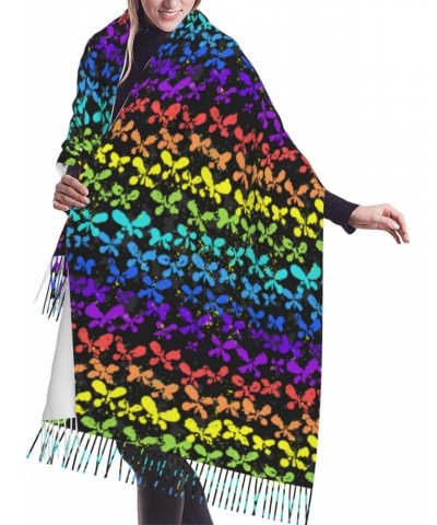 Butterfly Glow In Dark Splatter Neon Tassel Scarf Wraps Fashion Fringed Scarves Classic Winter Warm Shawl Scarf Gifts $12.59 ...