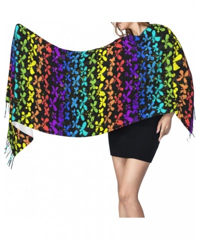 Butterfly Glow In Dark Splatter Neon Tassel Scarf Wraps Fashion Fringed Scarves Classic Winter Warm Shawl Scarf Gifts $12.59 ...