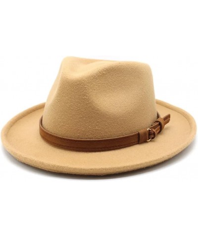 Unisex Felt Fedoras Hats Cap Formal Jazz Dress Hat Khaki9 $30.57 Fedoras