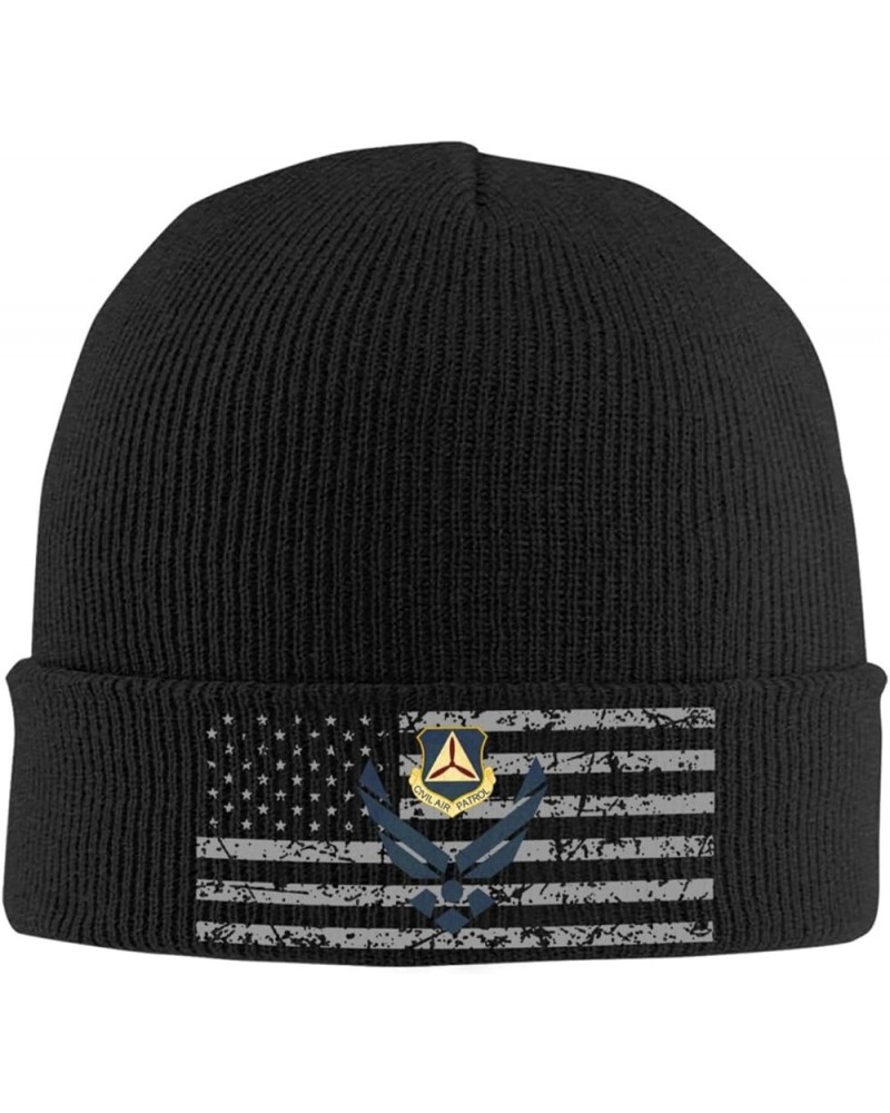 Air Force Civil Air Patrol Knitted Hat Winter Soft Warm Beanie Hats Black Black $22.37 Skullies & Beanies