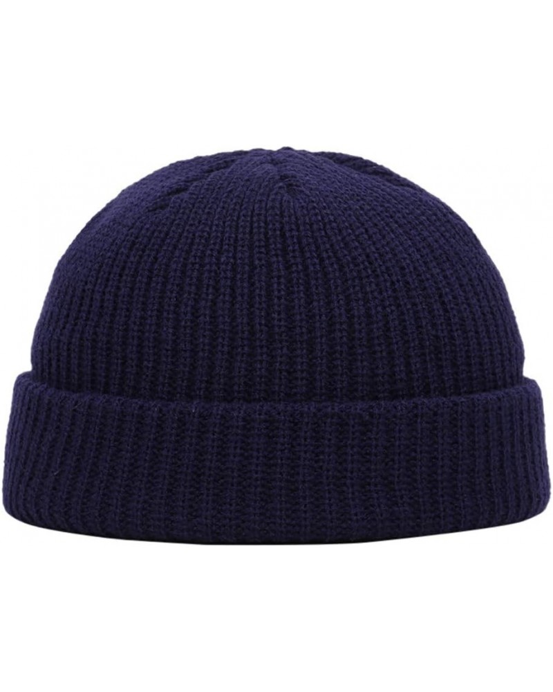 Knitted Fashion Hat Casual Hat Warm Unisex Solid Winter All- Thick Color Baseball Caps Flip Back Hats Navy-1 $9.85 Skullies &...