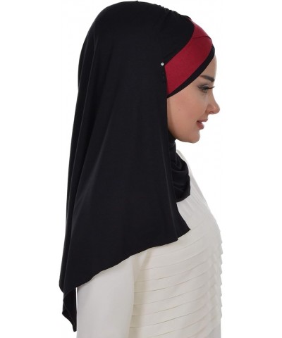 Jersey Shawl for Women 95% Cotton Wrap Modesty Turban Cap Scarf Black-dark Red $15.73 Scarves