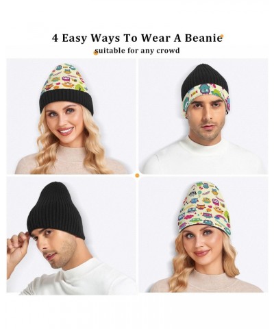 Funny Colorful Owls Winter Slouchy Beanie Hats for Men Women Lined Knit Warm Thick Binie Hat with Soft Velvet Cuffed Beanies ...