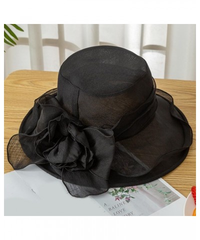 Lady's Protective Wide Brim Sun Hat: Travel Beach Cap with Breathable Floral Gauze for Elegant Outdoor Shade $16.48 Sun Hats