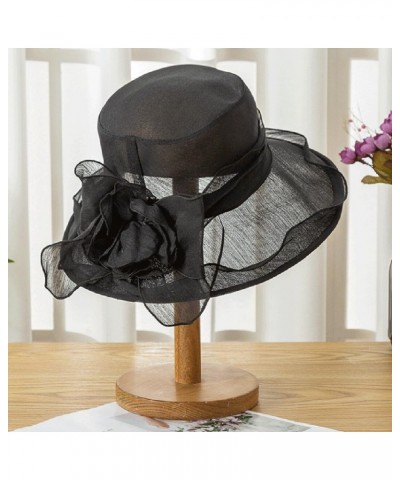 Lady's Protective Wide Brim Sun Hat: Travel Beach Cap with Breathable Floral Gauze for Elegant Outdoor Shade $16.48 Sun Hats