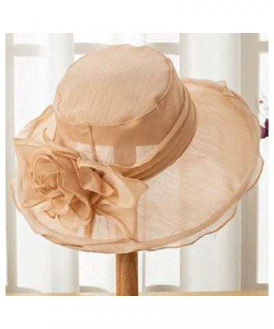 Lady's Protective Wide Brim Sun Hat: Travel Beach Cap with Breathable Floral Gauze for Elegant Outdoor Shade $16.48 Sun Hats