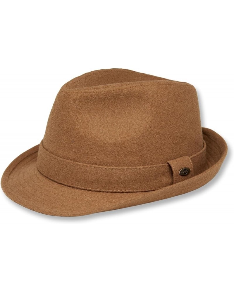 Mens Premium Wool Fedora Hat Structured Short Brim Classic Vintage Trilby Felt Teardrop Stetson Tan $14.70 Fedoras