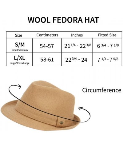 Mens Premium Wool Fedora Hat Structured Short Brim Classic Vintage Trilby Felt Teardrop Stetson Tan $14.70 Fedoras