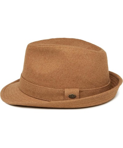 Mens Premium Wool Fedora Hat Structured Short Brim Classic Vintage Trilby Felt Teardrop Stetson Tan $14.70 Fedoras