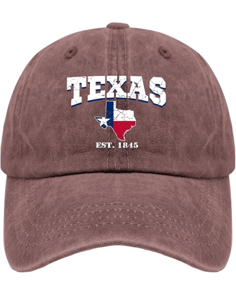 Texas 1845 Vintage Longhorn Cowboy Hats for Men Baseball Cap Soft Washed Workout Hats Adjustable Wine Red $10.82 Cowboy Hats