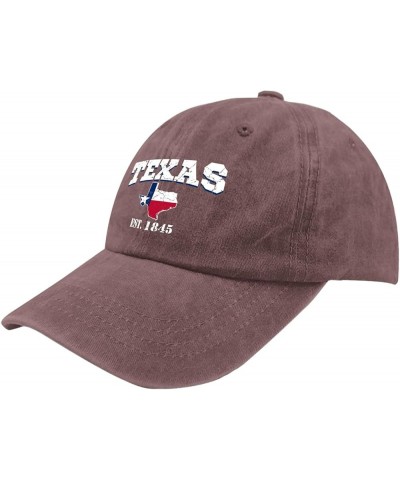 Texas 1845 Vintage Longhorn Cowboy Hats for Men Baseball Cap Soft Washed Workout Hats Adjustable Wine Red $10.82 Cowboy Hats