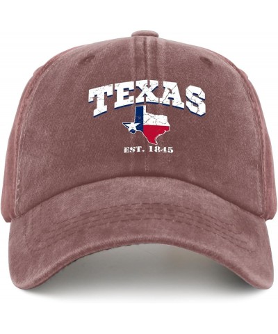 Texas 1845 Vintage Longhorn Cowboy Hats for Men Baseball Cap Soft Washed Workout Hats Adjustable Wine Red $10.82 Cowboy Hats