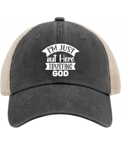 I'm Just Out Here Trusting God Cap Garden Hat AllBlack Hiking Hat Gifts for Boyfriends Cycling Caps Allblack $12.53 Bucket Hats