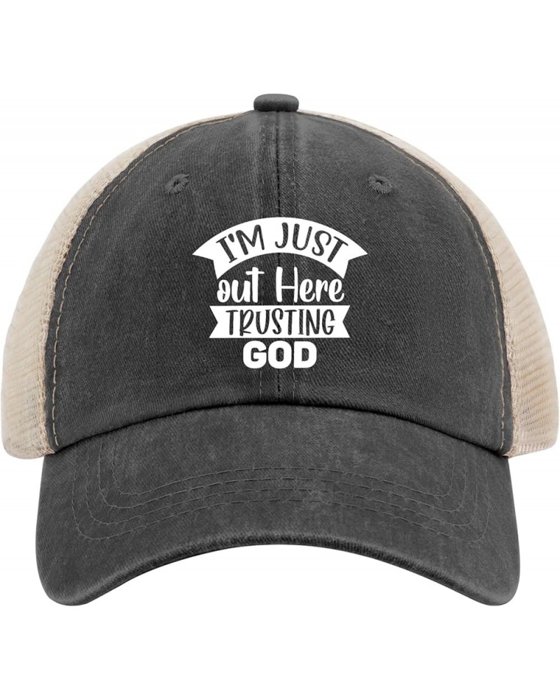 I'm Just Out Here Trusting God Cap Garden Hat AllBlack Hiking Hat Gifts for Boyfriends Cycling Caps Allblack $12.53 Bucket Hats