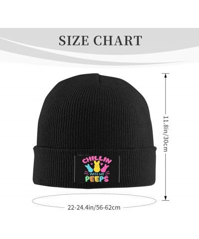 Chillin with My Peeps Beanie Hat for Men Women Knit Skull Cap Warm Hats Black Knitted Caps Black $10.01 Skullies & Beanies