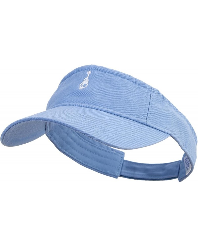 Cartoon Style Guitar Logo Embroidered Pro Style Cotton Twill Washed Visor Lt Blue $14.38 Visors