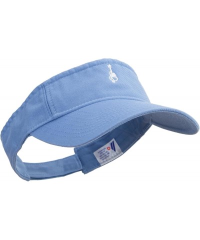 Cartoon Style Guitar Logo Embroidered Pro Style Cotton Twill Washed Visor Lt Blue $14.38 Visors