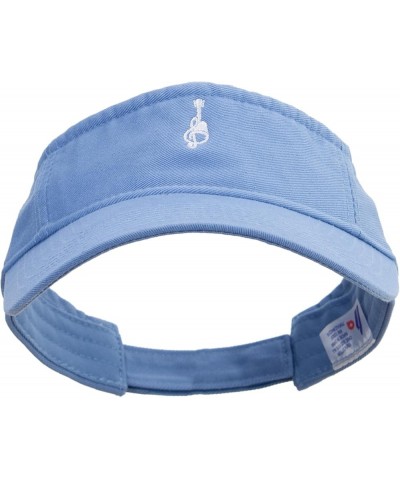 Cartoon Style Guitar Logo Embroidered Pro Style Cotton Twill Washed Visor Lt Blue $14.38 Visors