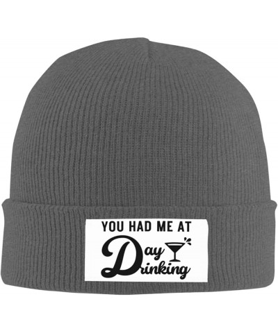 You Had Me at Day Drinking Soft Warm Beanie Hat Unisex Adult Black Women Men Knit Cap Deep Heather $13.85 Skullies & Beanies