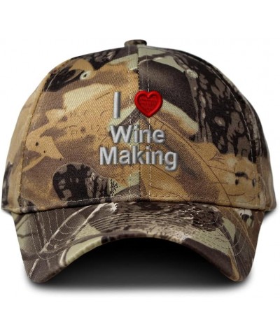 Custom Camo Baseball Cap I (Love) Wine Making Red Heart Hobbies Lovers Cotton Forest Tree Khaki Design Only $15.04 Baseball Caps