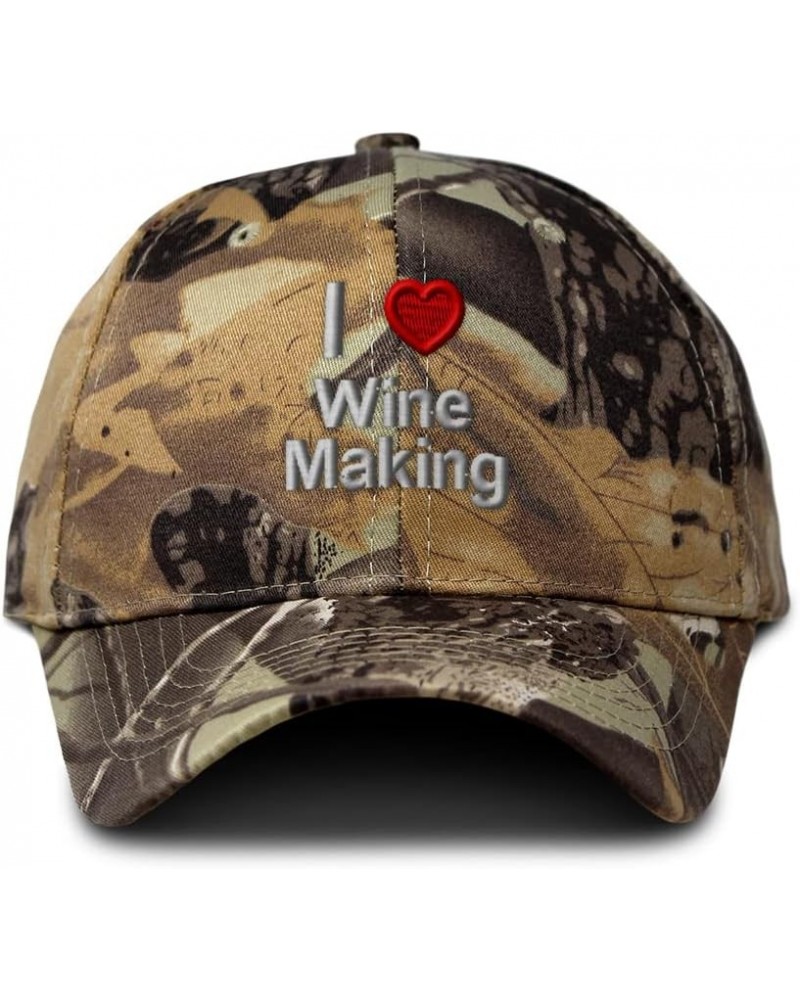 Custom Camo Baseball Cap I (Love) Wine Making Red Heart Hobbies Lovers Cotton Forest Tree Khaki Design Only $15.04 Baseball Caps