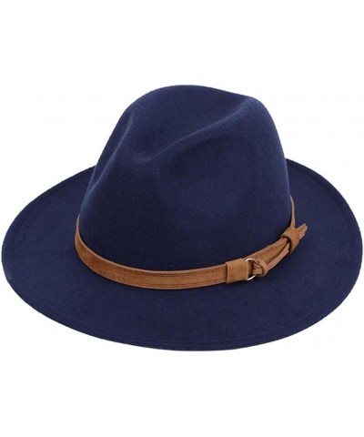 Womens Felt Hat Woolen Winter Felt Hats Men Black Top Jazz Hat Fedoras Sky Blue $18.86 Fedoras