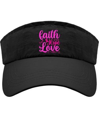 Sun Visor Breast Cancer Awareness Faith Hope Love Hats, Visor Hats for Men Golf Hats Cute Sports Visor Caps Allblack $11.43 S...