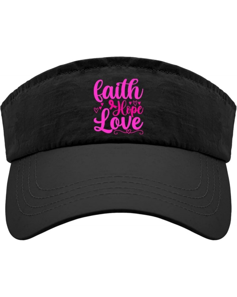 Sun Visor Breast Cancer Awareness Faith Hope Love Hats, Visor Hats for Men Golf Hats Cute Sports Visor Caps Allblack $11.43 S...