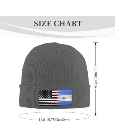 Black and White USA Nicaragua Flag Winter Knit Beanie Hats for Men & Women Knit Cuffed Cap Toboggan Skull Cap Deep Heather $9...