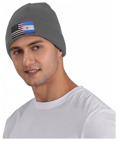 Black and White USA Nicaragua Flag Winter Knit Beanie Hats for Men & Women Knit Cuffed Cap Toboggan Skull Cap Deep Heather $9...